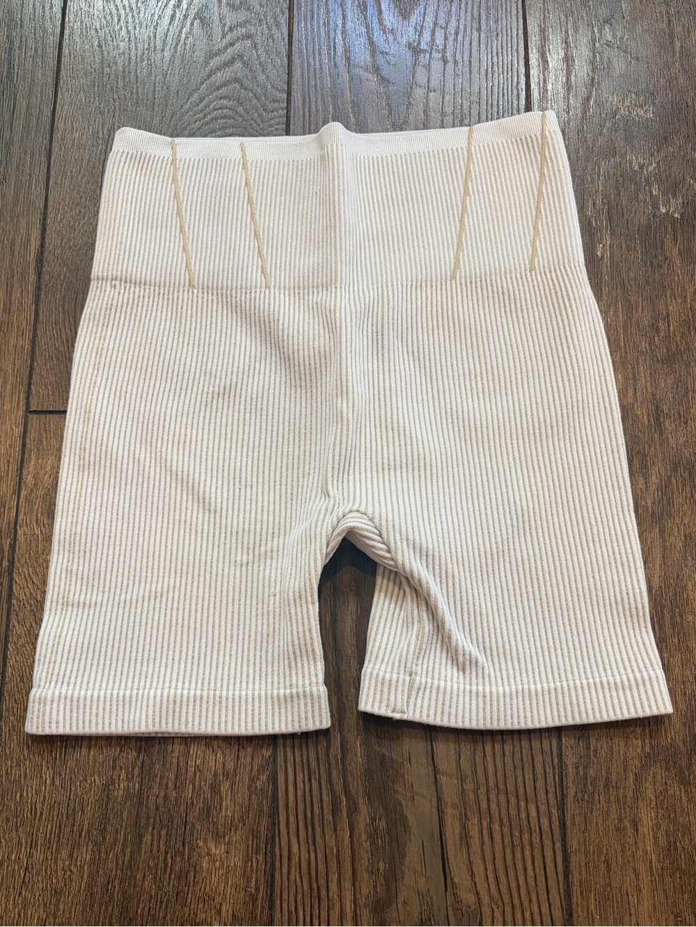 Kids Cream Ribbed Bike Shorts